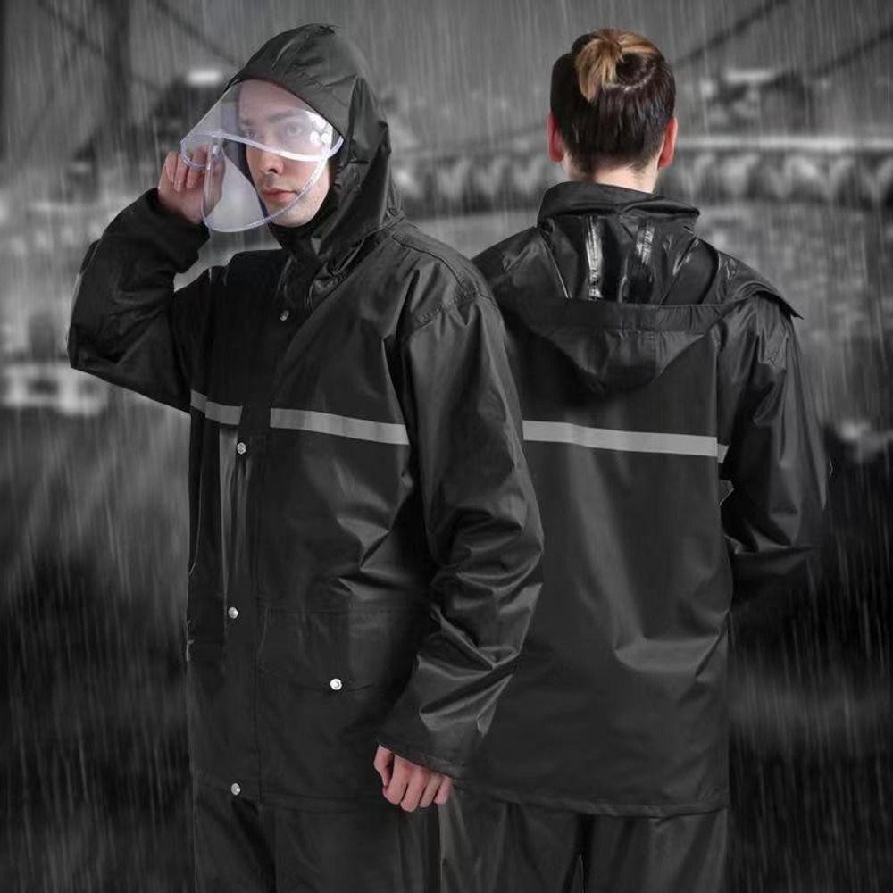 Áo mưa JKDESIGN unisex, bộ đồ mưa chống bão dày chống nước thoáng khí với dải phản quang