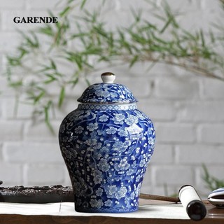 Garende Phong Cách Trung Hoa Gốm Gừng Bình Hoa Khô Đẹp Bằng Kính Châu Á Trang Trí Trung Quốc Xanh Trắng Bình Trung Tâm Đền Bình