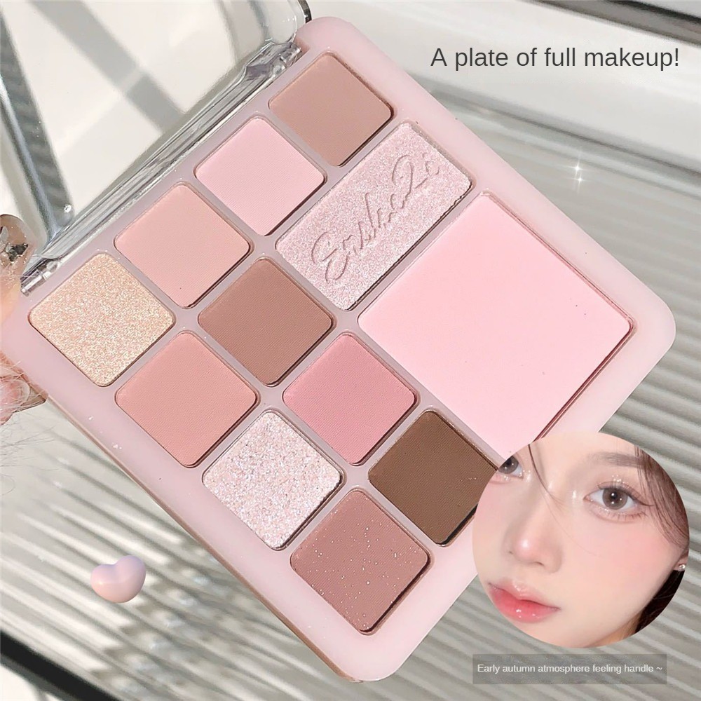 Ảnh Ershiqi Eyeshadow Palette Matte Pearlescent Matching Comprehensive Palette Low Saturation Long-lasting Eye Makeup Cosmetics *GLASS 3