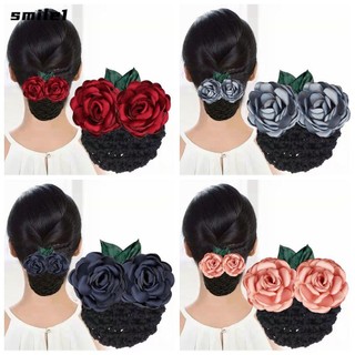 Vỏ bọc tóc hoa SMILE, Phụ kiện tóc hoa Snood Hairnet Hair, Mũ đội đầu tóc có thể tháo rời Barrette với cho nhân viên khách sạn ngân hàng