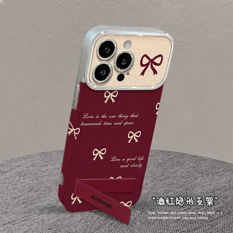 Vỏ điện thoại Ốp da cửa sổ to hình trái tim nơ cho iPhone