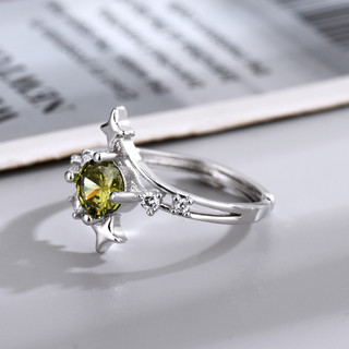 ❤ Ánh sáng ban đầu sang trọng Peridot Nhẫn pha lê xanh Nữ Phong cách tòa án Trang sức có thể điều chỉnh
