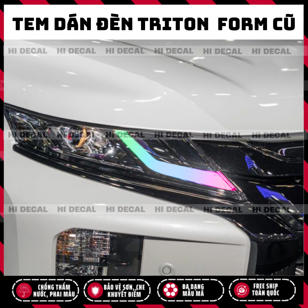 Tem dán đèn Triton 2019 - 2023 form cũ, Decal dán đổi màu đèn triton Decal dán trang trí đèn Triton bền màu chống nước