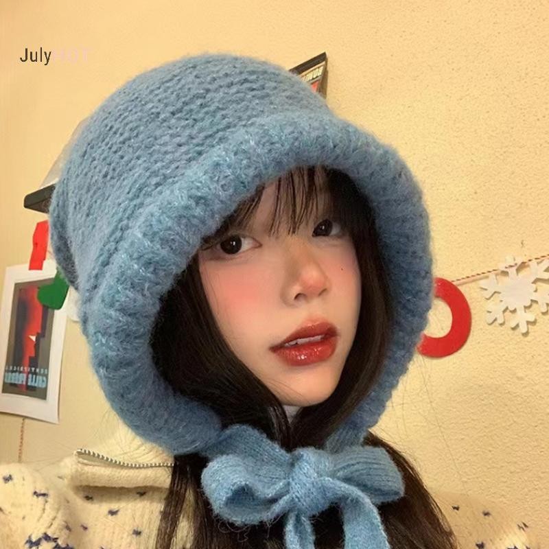 Julyhot 1 Bảo Vệ Tai Thu Đông Phong Cách Đường Phố Mũ Dệt Kim Nữ Retro Kép Sử Dụng Túi Len Ấm Áp Mũ Massivedeals