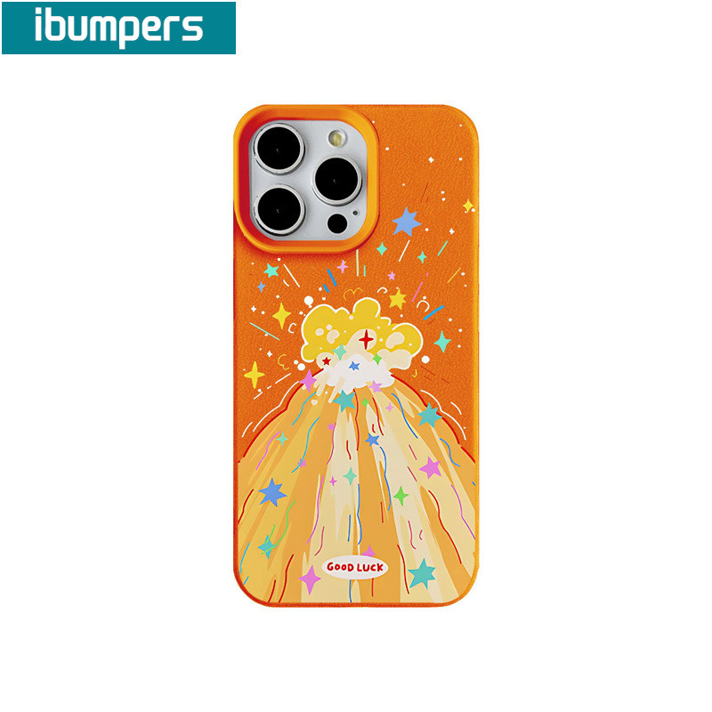 ibumpers Ốp Lưng iPhone Xinh Sang Chảnh Cây Sao Họa Tiết Da Màu Cam Ốp Điện Thoại Dày Dặn Silicon Mềm Chống Sốc Chống Bẩn Cho Iphone 16 15 14 12 13 11 Pro Max IP 7 8 Plus X XS XR