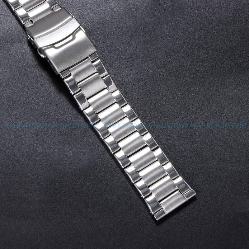 Dây đeo đồng hồ bằng thép không gỉ đầu cong 22mm Dây đeo đồng hồ kim loại đầu phẳng thay thế Dây đeo đồng hồ đa năng cho SEIKO Diver Vòng tay nam nữ có khóa gấp màu bạc