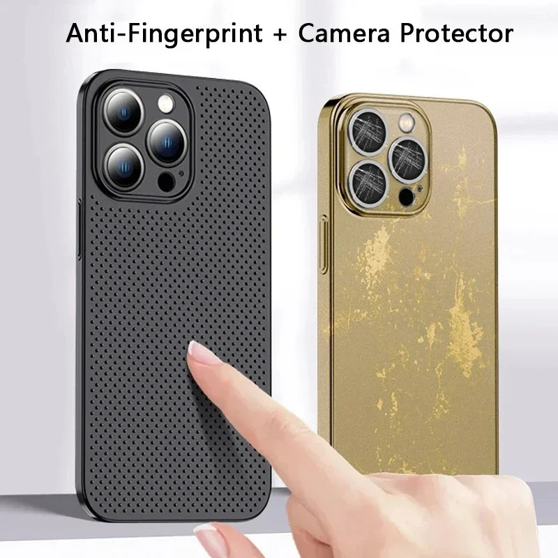 Tản Nhiệt Thoáng Khí Làm Mát Ốp lưng Apple iPhone 17 Pro Max Màu Trơn Rỗng Ốp Lưng Cho iPhone 17ProMax 17Pro Ốp lưng PC Bìa Cứng