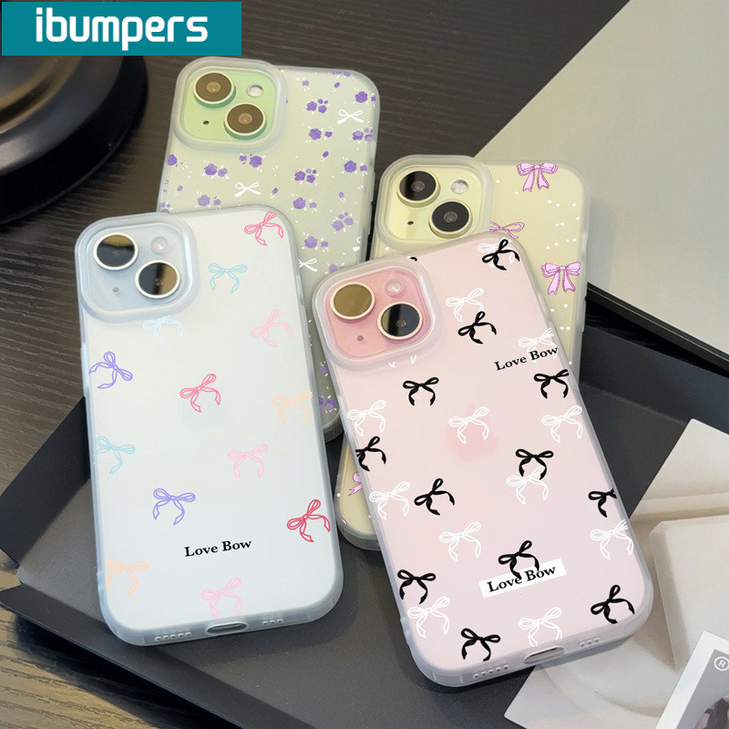 ibumpers Ốp Lưng IPhone Đẹp Coquette Nơ Hoa Ốp Điện Thoại Trong Suốt Nhám Mờ TPU Mỏng Chống Sốc Chống Bẩn Cho IPhone 16 15 14 12 13 11 Pro Max IP 7 8 Plus X XS XR