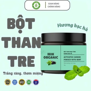 Than hoạt tính trắng răng  hương bạc hà cho hơi thở thơm mát MIK ORANIC (50g)