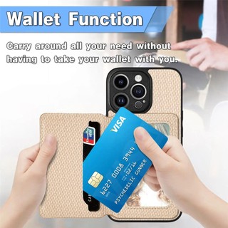Ốp Điện Thoại TPU Khung Cho iPhone 16 15 14 13 12 Mini 11 Pro XS Max XR X 8 7 Plus SE 2022 Họa Tiết Sợi Pu Ví Túi Đựng Thẻ