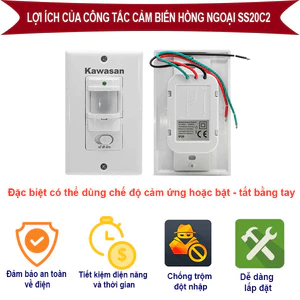 CÔNG TẮC CẢM ỨNG ÂM TƯỜNG KAWASAN SS20C2