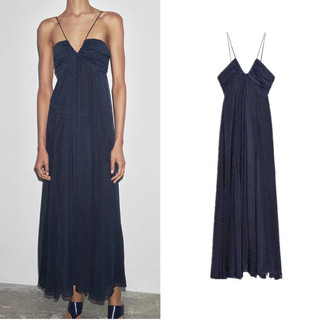 Đầm Zara made in Morocco dây đeo cổ corset maxi - nữ