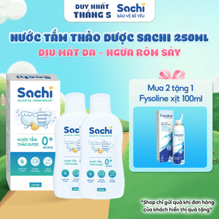 Nước Tắm Thảo Dược SACHI Dịu Mát Da ,Ngừa Rôm Sảy, Hỗ Trợ Ngăn Cảm Cúm, Cảm Lạnh Cho Bé Lọ 250ml / 500ml