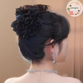 Pufangstar Thời Trang Lưới Đen Hoa Kẹp Tóc Nữ Đuôi Ngựa Kẹp Mũ Đội Đầu Tính Khí Hoa Tóc Vuốt Mũ Phụ Kiện Tóc VN