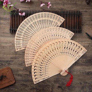 [ELOY] Thời Trang Cưới Tay Dự Tiệc Khắc Tre Gấp Quạt Trung Quốc Vintage Rỗng Cổ Điển Quạt Gấp Trang Trí Nhà VN