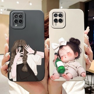 Dành Cho Samsung Galaxy A22 4G SM-A225F / A22 5G SM-A226B Vỏ Hoạt Hình Mèo Thỏ Dễ Thương Mới Bảo Vệ Ống Kính Vỏ Điện Thoại Silicon Mềm