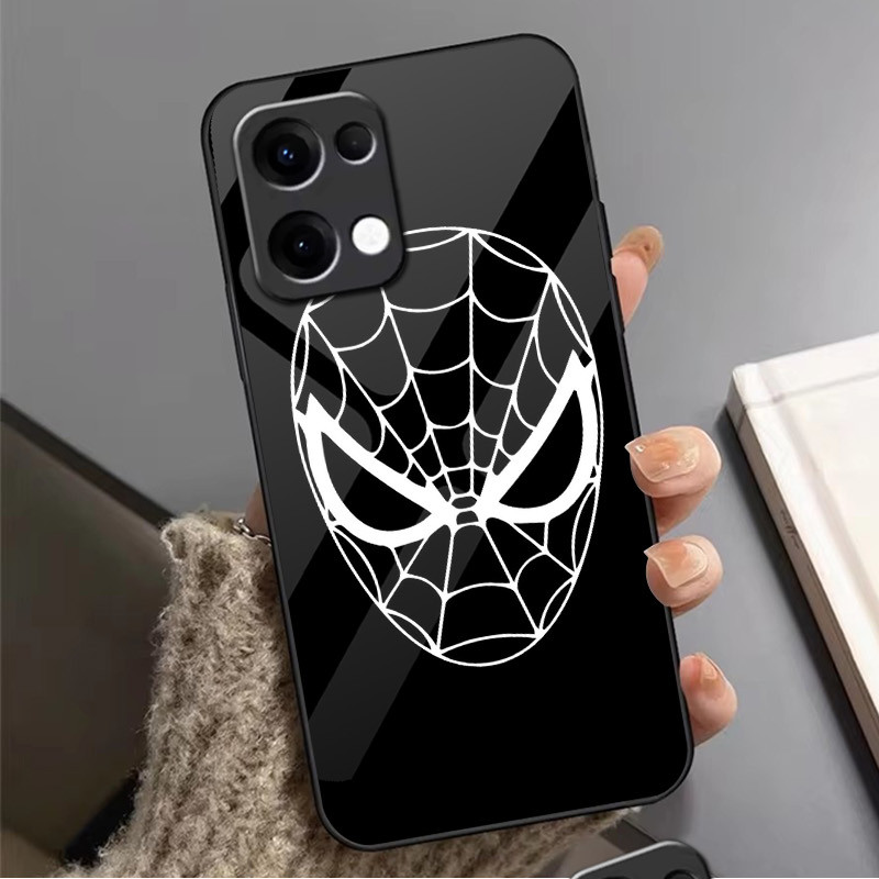Ốp Điện Thoại Kính Marvel SpiderMan 02 Cho Oppo A54 A74 4G A79 5G A94 A3X Reno 11 12 13 11F 12F 13F 10 8 Cover