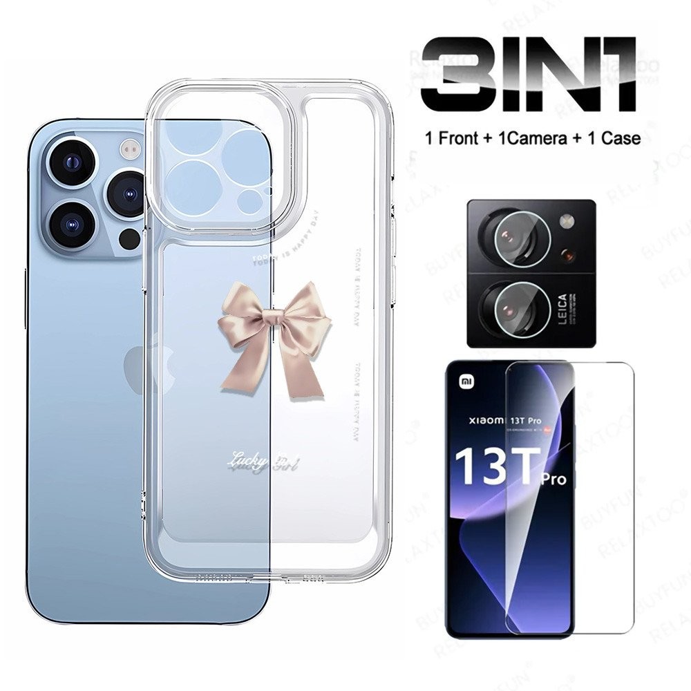 Ốp điện thoại nơ hồng cho Huawei Honor Magic 7 6 5 4 Pro 9X Pro 30S X50i X5 Plus 90 Lite Y9S Mate50 40 30 20 10, trong suốt, chống rơi, không gian