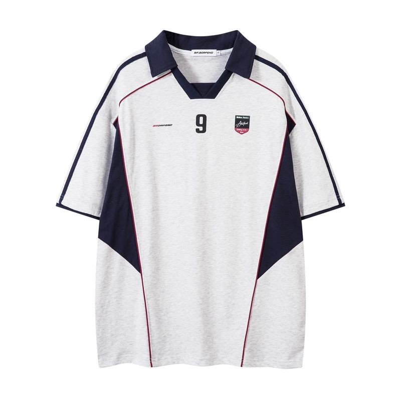 ThaliaWisp Áo sơ mi Polo ngắn tay dáng rộng phong cách Mỹ, Áo thun phối màu đa năng, mềm mại, thoải mái và nhẹ nhàng