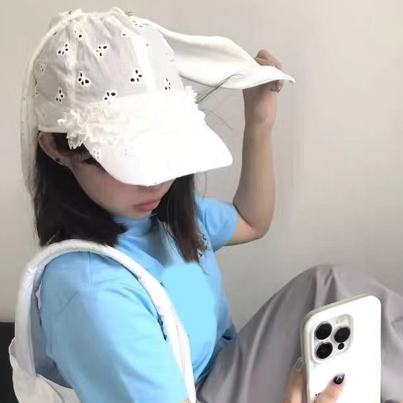 Mũ Chống Nắng Thiết Kế Thỏ Tai Anime Cho Phụ Nữ, Với Chiếc Bướm và Viền Ren
