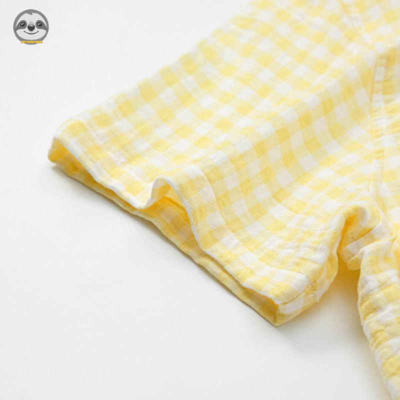 Phong cách Nhật Bản Muji Style / Bộ đồ ngủ đôi sợi Cotton đã giặt / Quần ngắn tay Cotton nguyên chất Đồ mặc nhà cho cặp đôi mùa hè