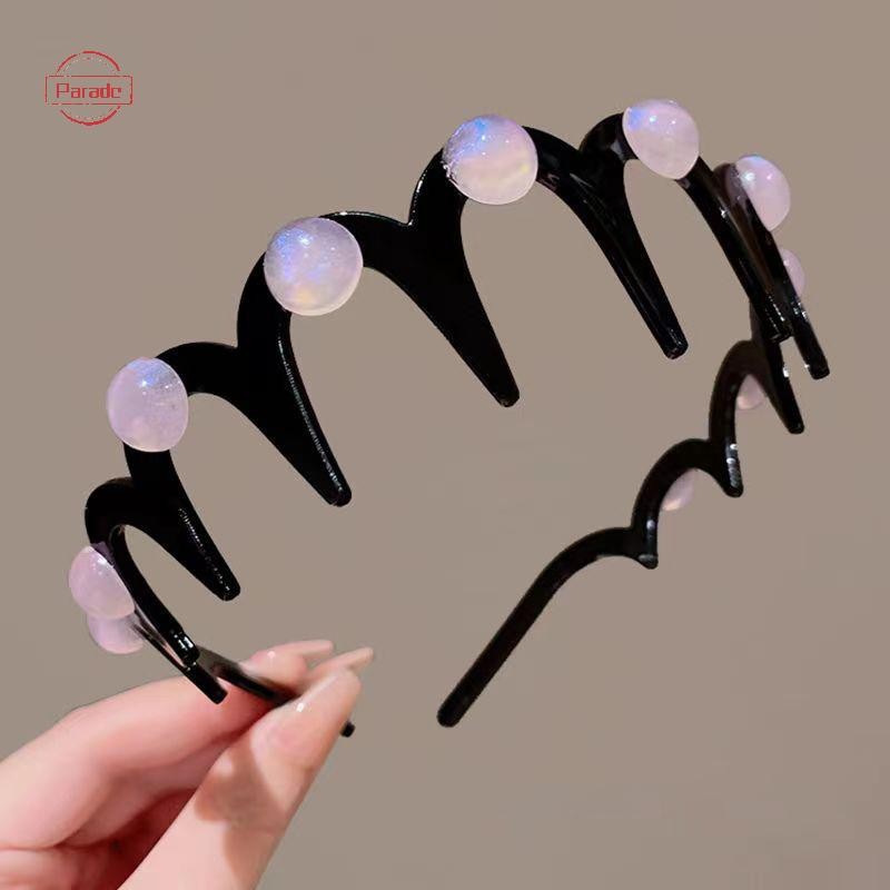 Diễu Hành Ngọc Trai Sóng Răng Dành Cho Nữ Thời Trang Bé Gái Màu Trơn Chống Trơn Trượt Tóc Zigzag Ban Nhạc Notched Phụ Kiện Tóc VN