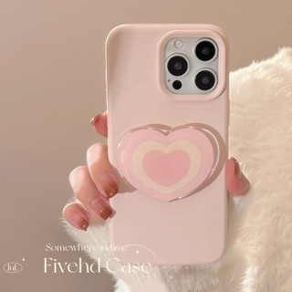 Ốp điện thoại Ins Heart + Giá đỡ + Dây buộc cho iPhone 11 16 15 14 13 12 Pro X Xs Max XR 6 6s 7 8 Plus Vỏ điện thoại TPU mềm Vỏ bảo vệ chống sốc