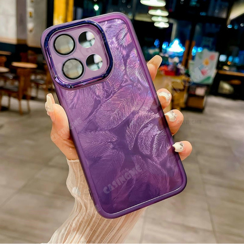 Tecno Spark 30 5G 2024 Vỏ mềm silicon họa tiết lông vũ lấp lánh cho TECNO Spark30 30Spark Spark 30 30C 30 C 4G 5G 2024 Vỏ điện thoại chống sốc Vỏ bảo vệ ống kính máy ảnh