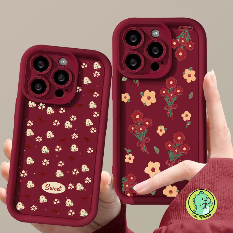 Ốp Điện Thoại Thang Hoa Dễ Thương Cho Redmi K70 K70E K60 K60E K50 K50i K40 K40s K30 K20 Pro Ultra Gaming Back Cover Đỏ Hoa Mùa Đông Vỏ Mềm Chống Sốc