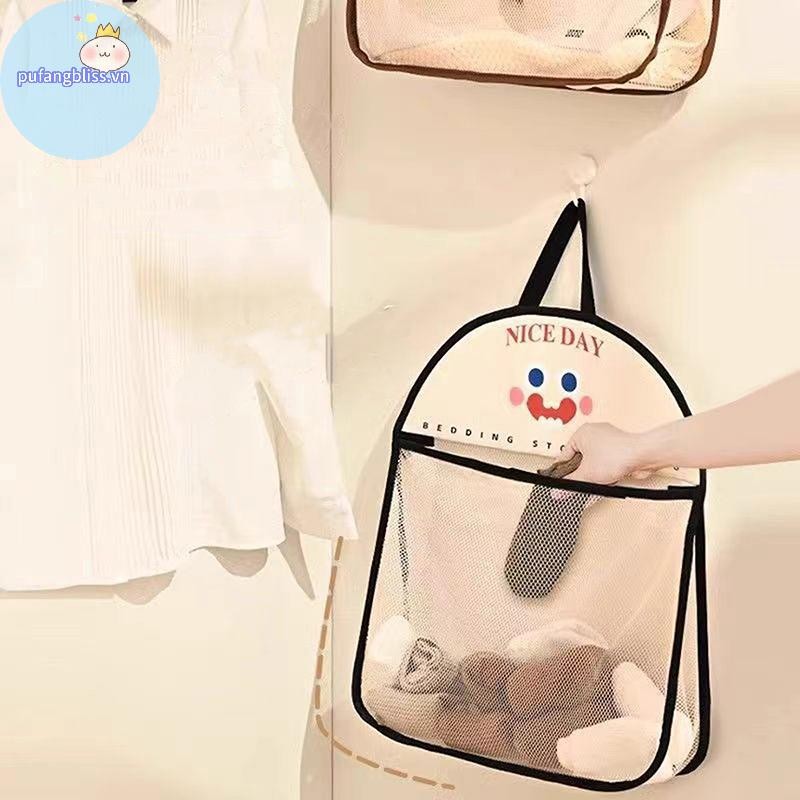 Pufangbliss Túi Bảo Quản Treo Tường Túi Lưới Thoáng Khí Tất Túi Bảo Quản Tủ Quần Áo Người Tổ Chức Túi Bảo Quản Búp Bê VN