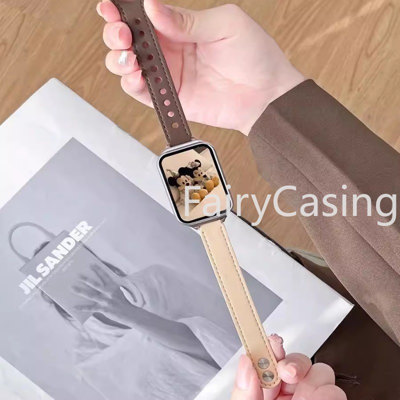 Dây Da Thời Trang Cho Xiaomi Mi Band 10 9 Pro Dây Đeo Đồng Hồ Vòng Tay Cho Mi Band 8 Pro Redmi Watch 4 Dây Đeo Tay Phụ Kiện