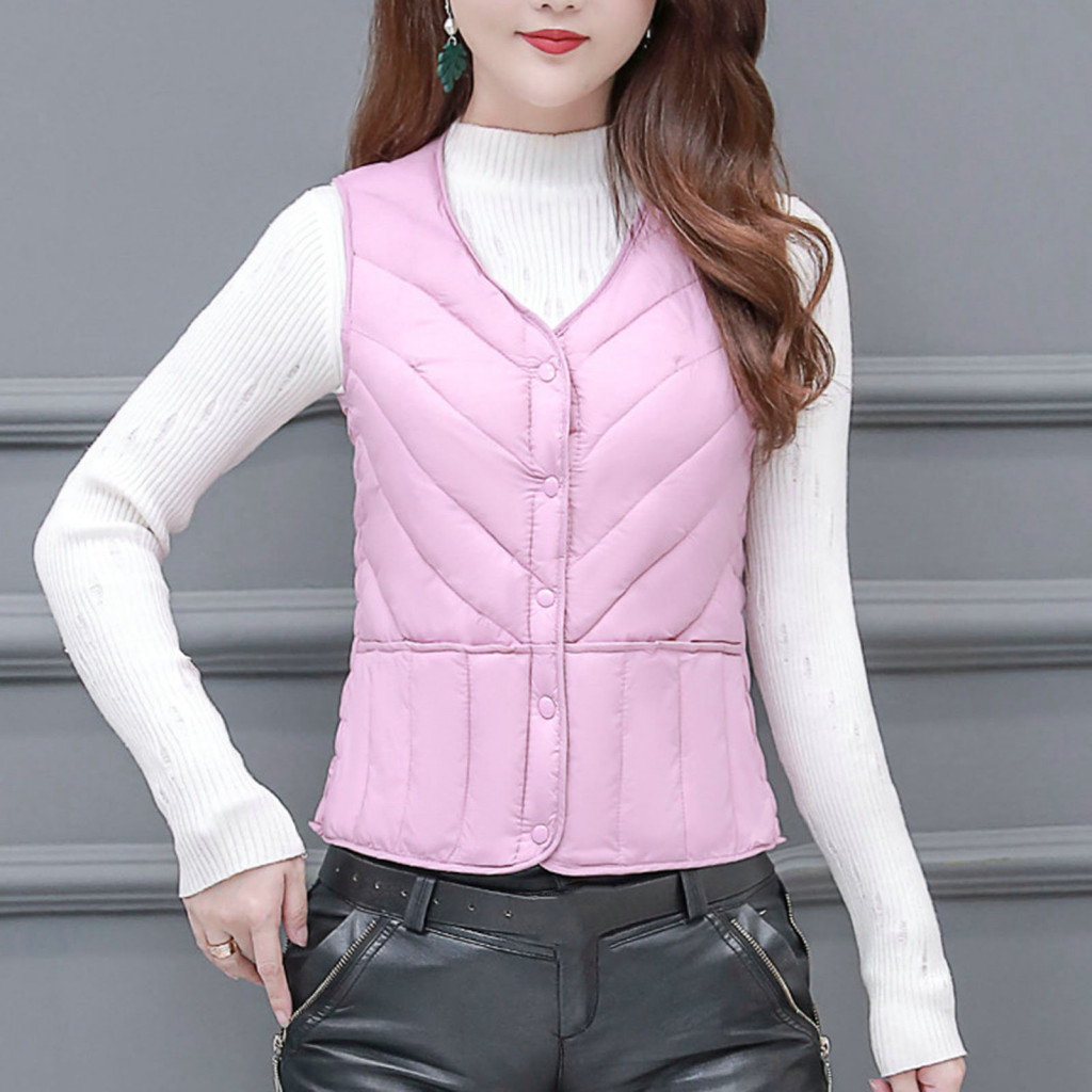 Xia| Áo khoác nữ màu trơn Áo khoác nữ thời trang Áo Vest mùa đông Áo khoác không tay ấm áp cho áo len Cardigan ngực đơn ngực thoải mái chống gió Slim Fit màu trơn cho lạnh