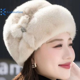 Kudosation Mới Mẹ Phong Cách Mũ Tóc Top Mũ Da Thời Trang Mũ Ấm Áp Trung Niên Túi Xu Hướng