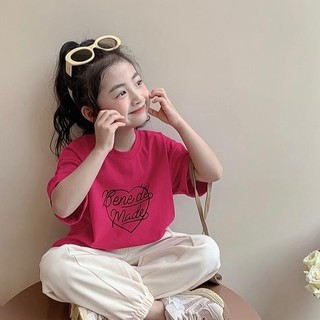 AT9-M-Áo thun cộc tay Form rộng hình Trái tim cho bé gái  -size từ 9-40Kg
