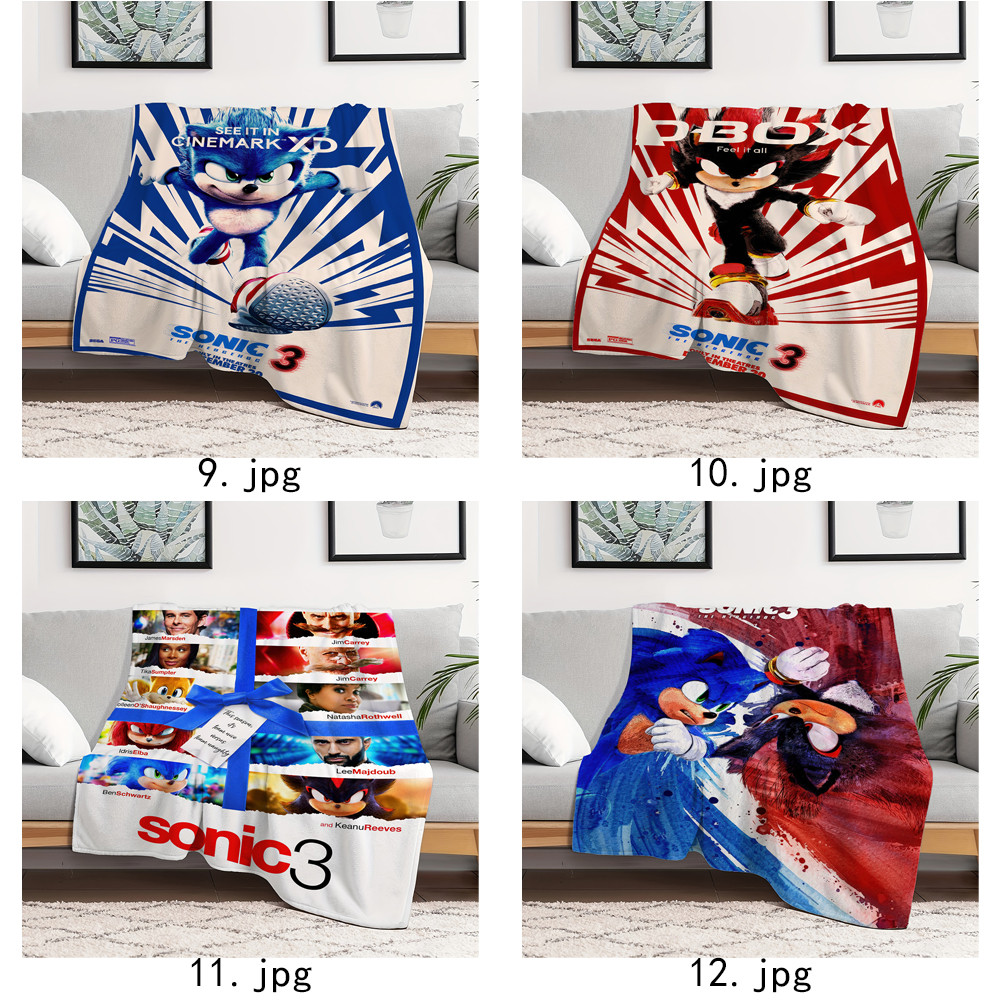 Sonic The Hedgehog 3 Flannel Chăn Một Mặt In Flannel Chăn Điều Hòa Không Khí Chăn