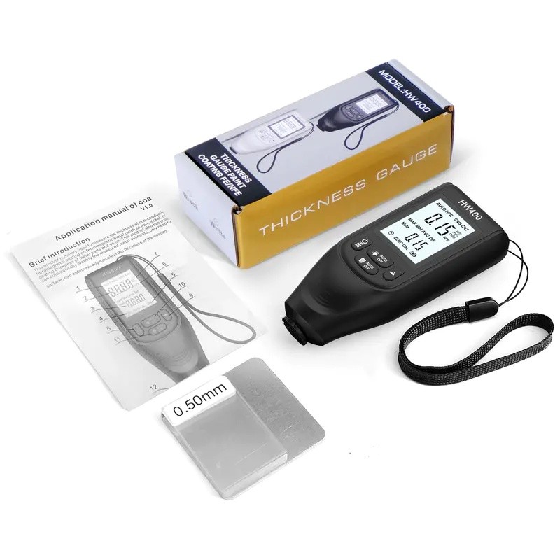 Máy đo độ dày lớp phủ ô tô HW400 0,1micron / 0 2000um Máy đo độ dày màng sơn ô tô Công cụ đo lớp phủ Fe & NFe