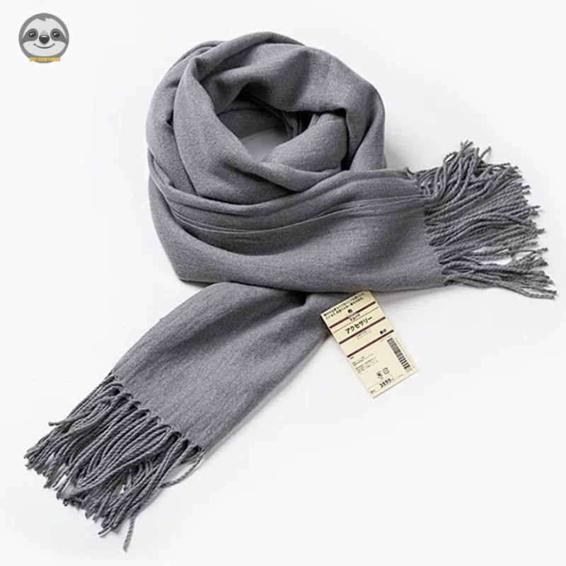 Khăn choàng mềm giả cashmere phong cách Nhật Bản Muji, giữ ấm mùa thu đông, len pha lớn
