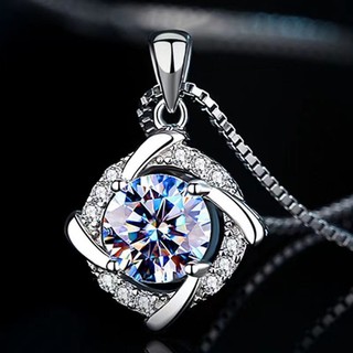 Dây chuyền bạc nữ S925 đính kim cương Moissanite cao cấp tròn cách điệu quà tặng cho nữ Vòng cổ nữ S61