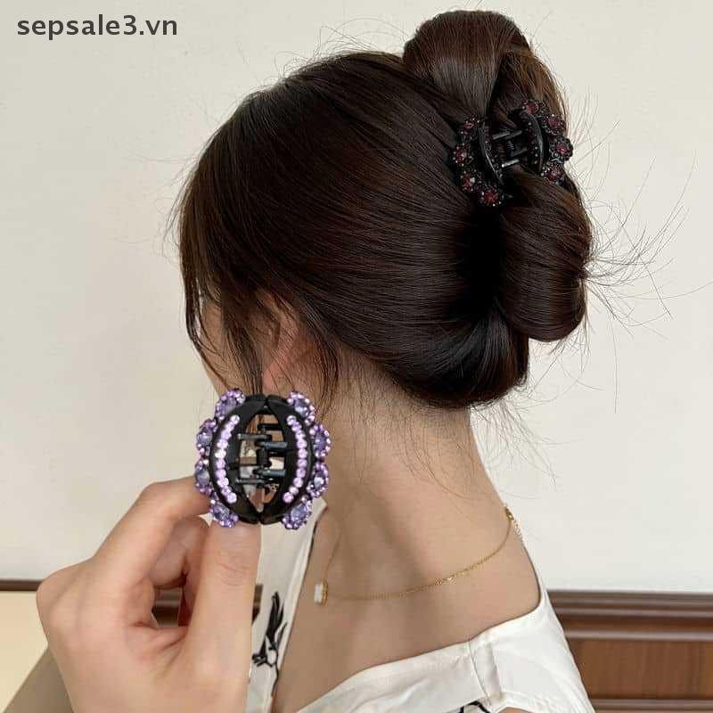 # Vn # Vintage Kim Cương Giả Hoa Vuốt Tóc Nữ Thời Trang Pha Lê Kẹp Tóc Kẹp Cua Đuôi Ngựa Barrette Bé Gái Phụ Kiện Tóc.