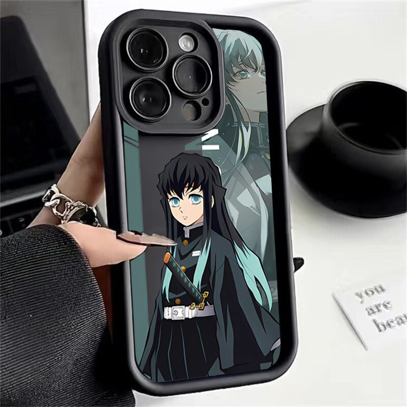 Ốp Lưng Cho Iphone 16 Pro Max 15 14 13 12 11 Pro Max XR 7 8 Plus 12 13 Mini Case Demon Slayer Tokitou Muichirou Anime Chống Sốc Mềm Hợp Thời Trang Silicon Bảo Vệ Camera