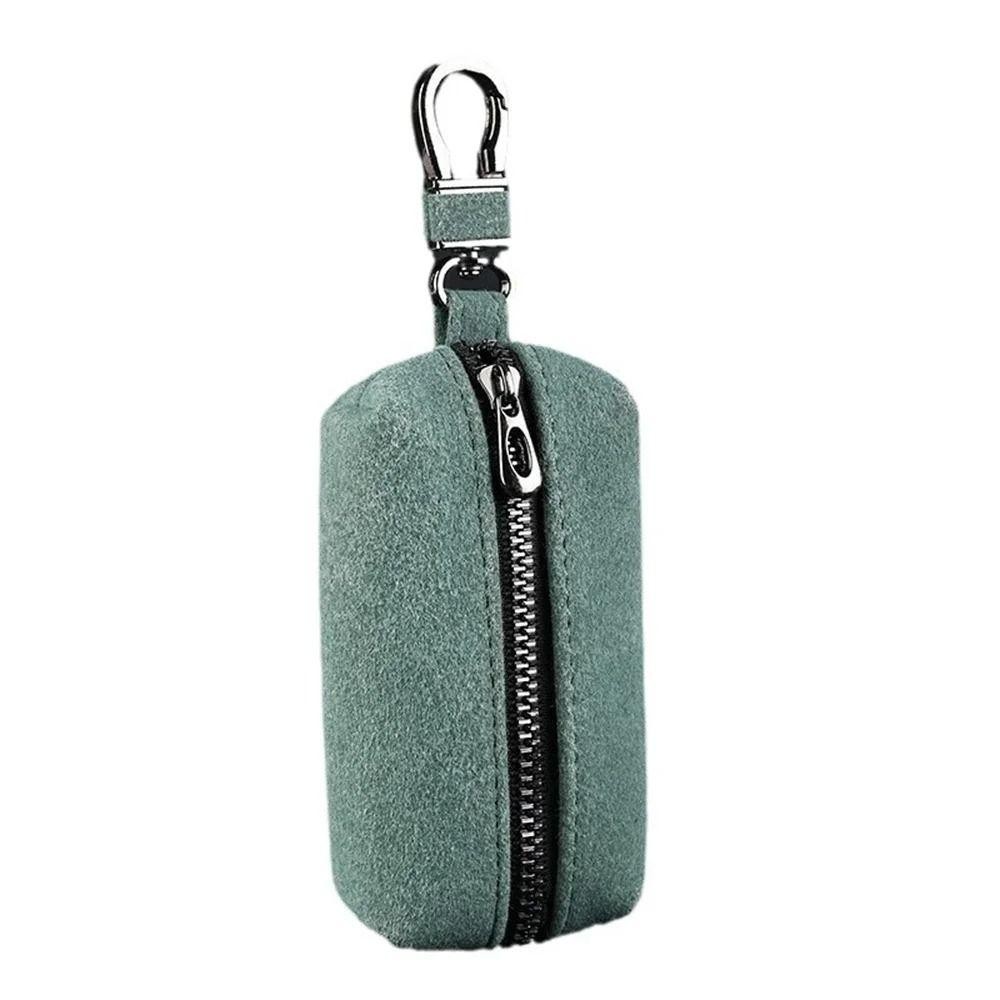 Ví đựng móc khóa HOBBYIN, Túi đựng chìa khóa da lộn có dây kéo, Ví đựng tiền xu đa chức năng dung tích lớn di động dành cho nam nữ