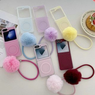 Ốp điện thoại gấp cho Samsung Galaxy Z Flip6 Flip5 Flip4 Flip3 Dây bóng ném từ tính màu trơn hai lớp IMD cứng tpu Vỏ điện thoại