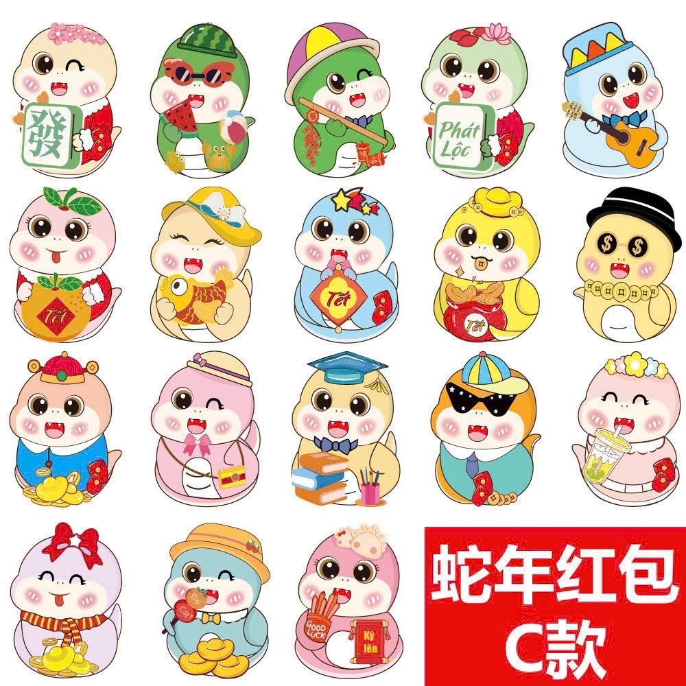 (MẪU 2025) COMBO 20 BAO LÌ XÌ TẾT CHIBI 2025 MIX NGẪU NHIÊN CÁC HÌNH