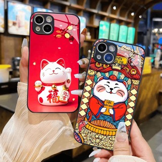 Ốp kính Mèo thần tài may mắn tài lộc iphone 16 15 14 13 12 11 x xs xr 8 7 6 pro max plus mini 6s 6g 7g 8g 6p 7p