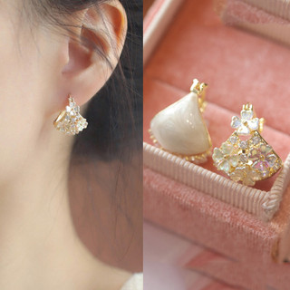 Ánh Sáng Thời Trang Sang Trọng Hai Mặt Dầu Nhỏ Giọt Vỏ Hoa Khóa Tai Tinh Tế Cao Cấp Thiết Kế Mới Phong Cách Tươi Trang Sức Tai