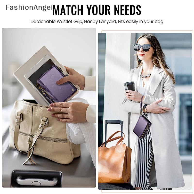 Túi đựng ví đựng hộ chiếu FashionAngel có 11 khe cắm thẻ và hộp đựng hộ chiếu Solt Cash Solt Túi dây kéo, dây đeo cổ tay chặn RFID VN