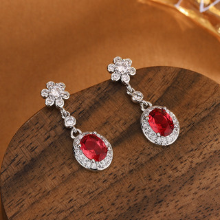 Châu Âu Mỹ ins Phong Cách Mới Kim Cương Ruby Bông Tai Nữ