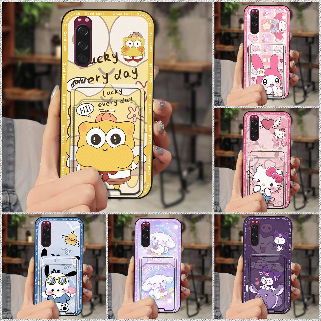 Graffiti Ốp lưng Cho Sony Xperia 5 / XZ5 Tay Thẻ Khe Cắm Thẻ Vỏ Silicon TPU Dễ Thương Chống Va Đập Thiết Kế Thời Trang Túi Đựng Thẻ Chống Sốc Chống Thấm Nước Mềm Bền
