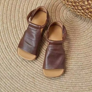 Dép sandal phẳng hở mũi cho phụ nữ với dây đeo thoải mái