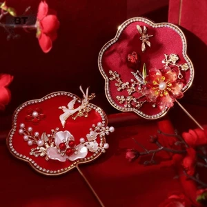 BT Trung Quốc Retro Chúc May Mắn Quạt Cưới Cầm Tay Hoa Quạt Có sels Cổ Tinh Tế Mặt Dây Chuyền Quà Tặng VM